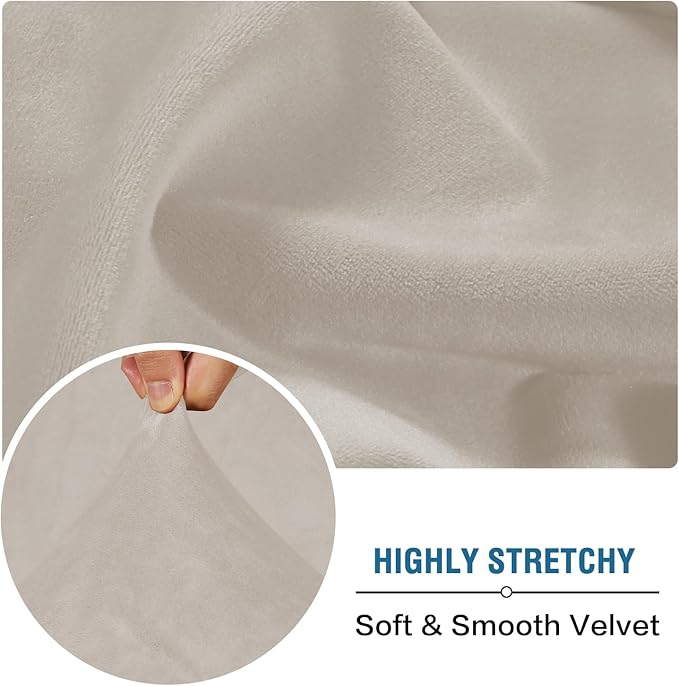 H.VERSAILTEX Velvet Stretch Individual Couch Cushion Cover Plush Cushion Slipcover for Loveseat Sofa Cushion Furniture Protector Seat Cushion Sofa Cover (1 Piece Sofa Cushion Cover, Oatmeal) - Image 5
