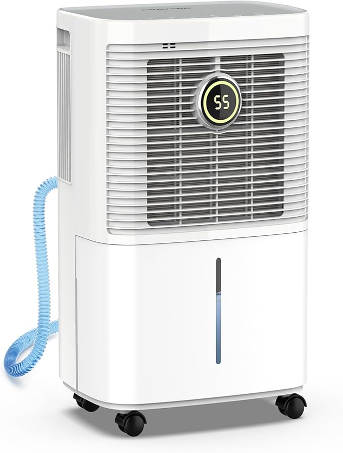 34 Pints Dehumidifier for Basement and Home, Quiet 3-Mode Operation with Continuous Drain Hose, 0.5 Gal Tank, Auto Defrost and 24H Timer for Bedrooms and Bathrooms (White, 34 Pints) by Dravonic