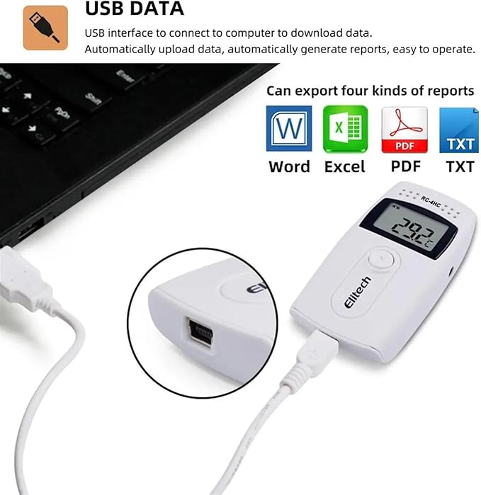RC-4HC Digital USB Temperature Humidity Data Logger High Precision Temperature Recorder with Built-in NTC Sensor - Image 5