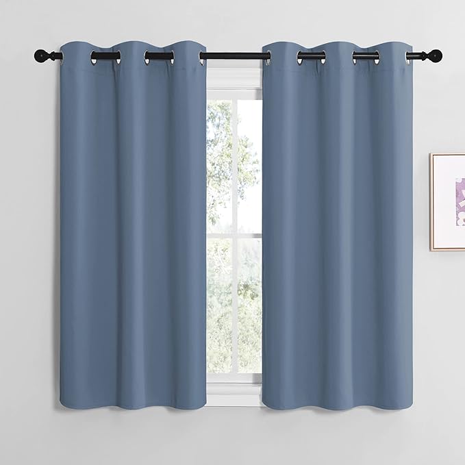 NICETOWN Home Fashion Thermal Insulated Solid Grommet Blackout Window Treatment Curtain Panels for Loft, Cafe (Stone Blue, 1 Pair, 42 inches Wide by 50 inches Long) by NICETOWN