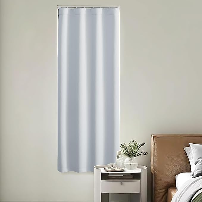 NICETOWN 1 Panel Room Darkening French Door Curtain, Thermal Insulated Front Glass Door Doorway Privacy Sidelight Rod Pocket and Ceiling Track Curtain for Kitchen, 36" x 72", Greyish White - Image 7
