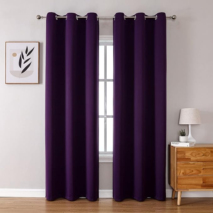 ChrisDowa Grommet Blackout Curtains for Bedroom and Living Room - 2 Panels Set Thermal Insulated Room Darkening Curtains (Royal Purple, 42W x 84L) by ChrisDowa