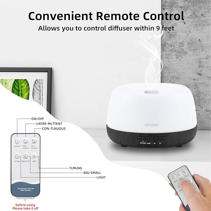 300ML Essential Oil Diffuser with Remote Control, Aromatherapy Diffuser with 7-Color Changing LED Light for Small Rooms, Bedroom, and Home - Image 7