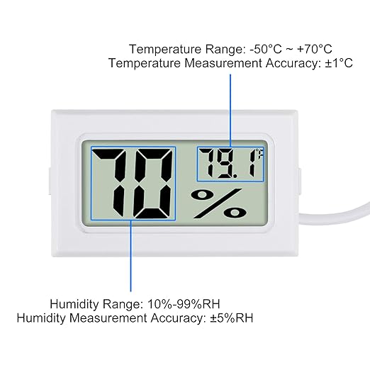 3Pcs Fahrenheit Thermometer Hygrometer Mini Digital with Probe Electronic Temperature Humidity Gauge Meters Indoor LCD Display for Humidors,Greenhouse,Garden,Incubator Reptile Terrarium - Image 4