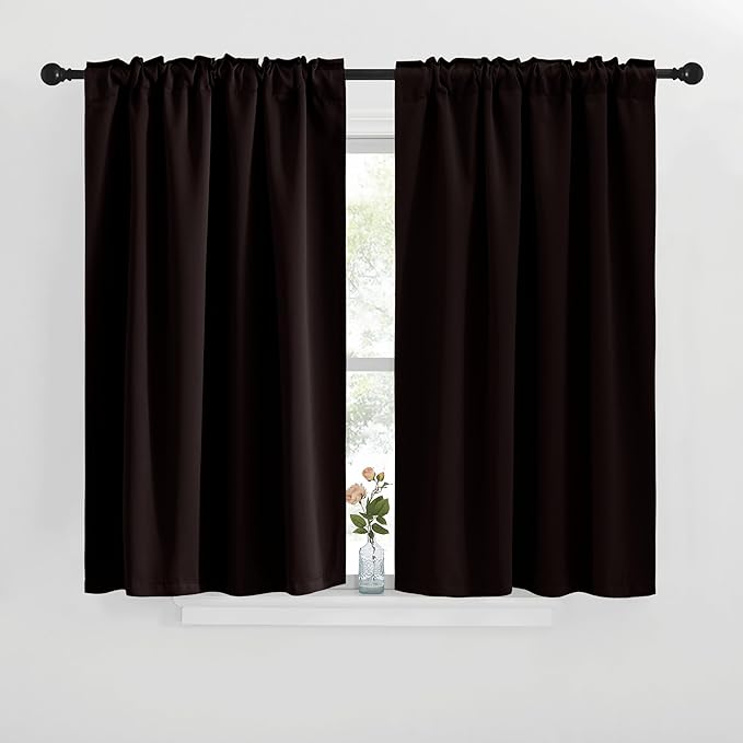 NICETOWN Blackout Curtain Panels for Living Room - (Toffee Brown Color) 42x36 inch, 2 Panels Set, Room Darkening Blackout Drapes for Window - Image 2