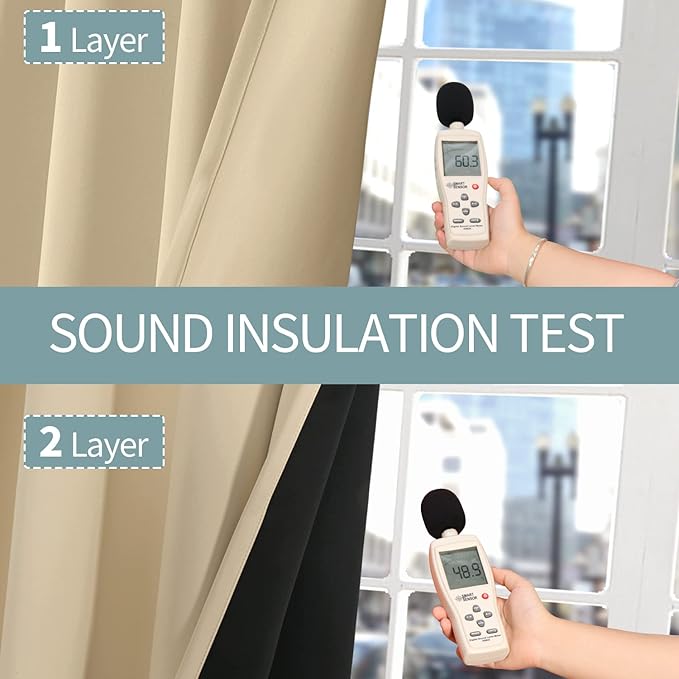 BGment Natural Blackout Curtains 95 Inches Long 2 Panels Set for Living Room, Thermal Insulated 100% Light Blocking Curtains & Drapes, Grommet Soundproof Curtains for Bedroom Window, Each 52 Wide - Image 7