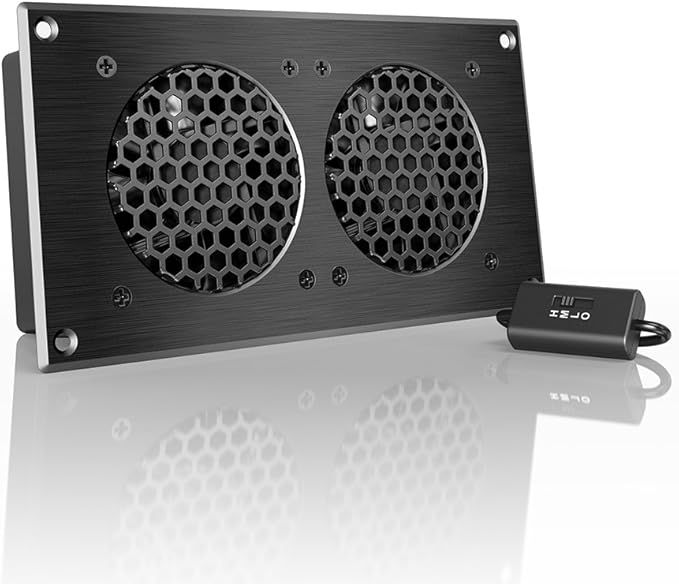 AC Infinity AIRPLATE S5, Quiet Cooling Fan System 8" with Speed Control, for Home Theater AV Cabinets by ACInfinity