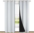 NICETOWN Blackout Curtains 80 inches Long, 2 Pieces, 42" Wide Each Panel, Greyish White, Full Light Blocking Drapes with Black Liner for Nursery, Thermal Insulated Draperies for Hall, Villa by NICETOWN