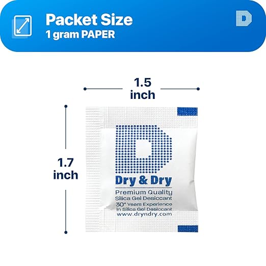 Dry & Dry 1 Gram [200 Packets] Silica Gel Packets Desiccants, Silica Packets - Rechargeable Silica Gel Packs, Desiccants Packets, Silica Gel - Image 7