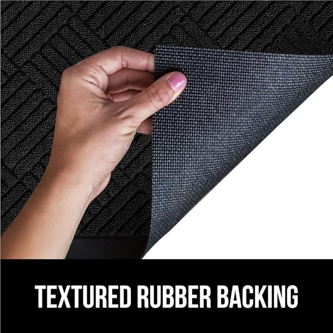 GORILLA GRIP 100% Waterproof All-Season WeatherMax Doormat US Designed Natural Rubber, Stain and Fade Resistant, Low Profile Indoor Outdoor Door Mats, Easy Clean Patio Mat, 23x35, Black Diamond - Image 5
