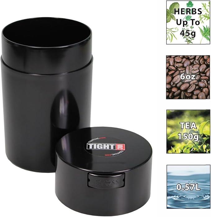 Tightvac 1 oz to 6 ounce - Patented Airtight Container | Multi-use Vacuum Container Works as Smell Proof Containers for Herbs and Dry Goods. Black - Image 7