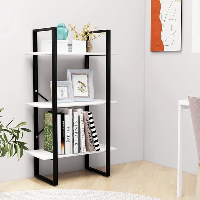 White Medium Storage Shelf 41.3 in Tall Rectangular Bookcase, 11.8 x 23.6 in Open Display Shelves, Matte Engineered Wood Narrow Bookshelf for Living Room, Kitchen, Bedroom - Image 4