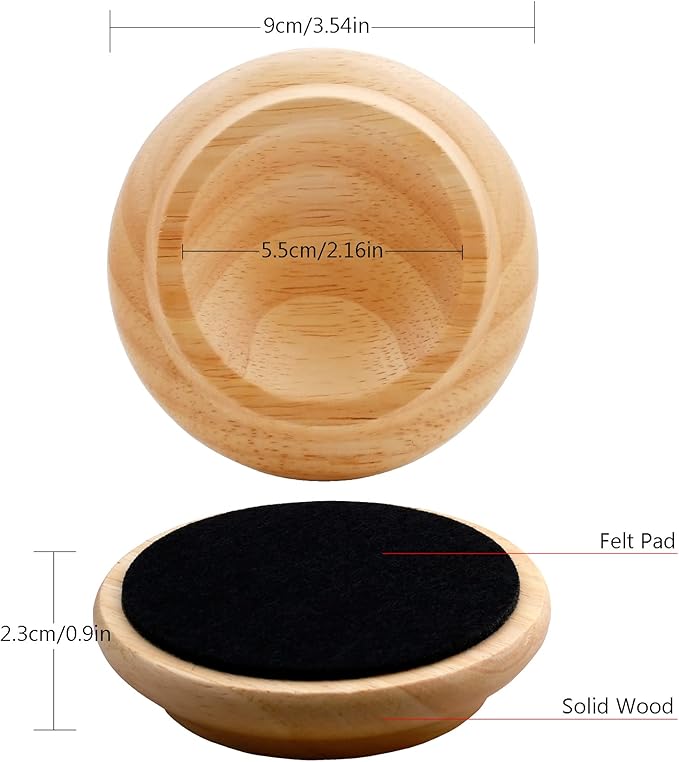 4 Pcs Solid Wood Upright Piano Caster Cups,Furniture Caster Cups,HilerPunk Sofas Beds Chairs Wheel Caster Cups Pads,with Non-Slip & Anti-Noise Felt Pads,for Hardwood Floor Protectors-Natural Wood - Image 2