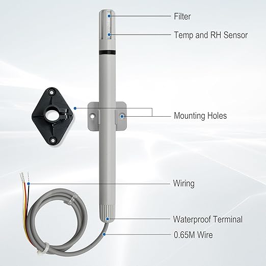 Tzone Temperature and Humidity Sensor 4-20 mA Temp Humidity Transmitter, Industrial Temperature Sensor 4-20ma Analog Humidity Transmitter Wall Mounted -40℃ to 60℃ for Greenhouse HVAC Lab PLC and DCS - Image 8
