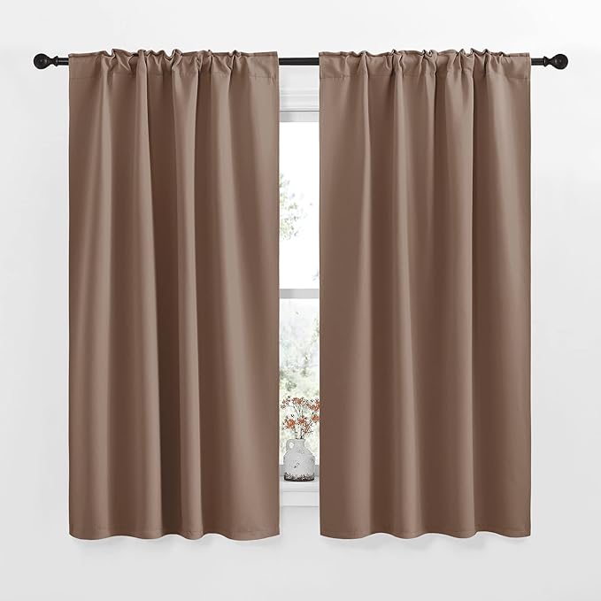 NICETOWN Blackout Curtain Panels for Living Room - (Cappuccino Color) 34x63 Inch, 2 Panels Set, Thermal Insulated Room Darkening Blackout Drapes/Draperies with Rod Pocket & Back Tab for Window - Image 2