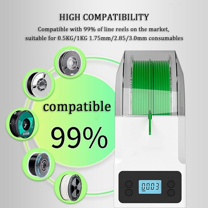 Filament Dryer,48W 3D Printer Filament Dry Box w/3 Temperature Setting and Fast Heating,Filament Spool Holder Dryer Compatible w/PLA,PETG,ABS - Image 2