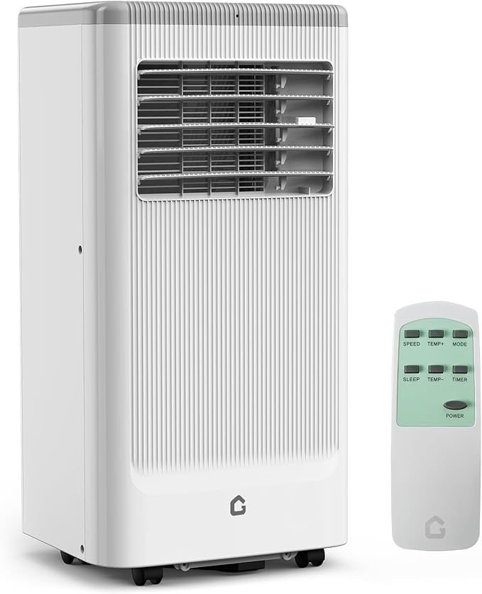 GarveeLife 8000 BTU Portable Air Conditioner – 3-in-1 AC with Dehumidifier & Fan – Remote, 2 Speeds, 24H Timer, Wheels, Window Kit – Cools up to 350 Sq.Ft – Operation Panel Black, US Standard by GarveeLife