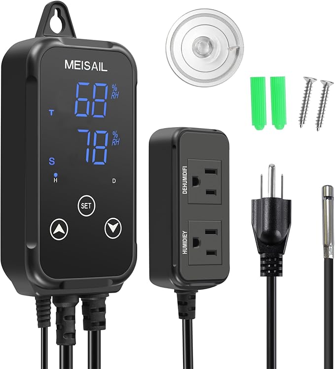 Humidity Controller S20B Humidistat for Humidification and Dehumidification - 100-240VAC Input, 10A Load Capacity, Control Humidity 10%-95% Rh - Dual Stage Control Humidifier Dehumidifier. - Image 7
