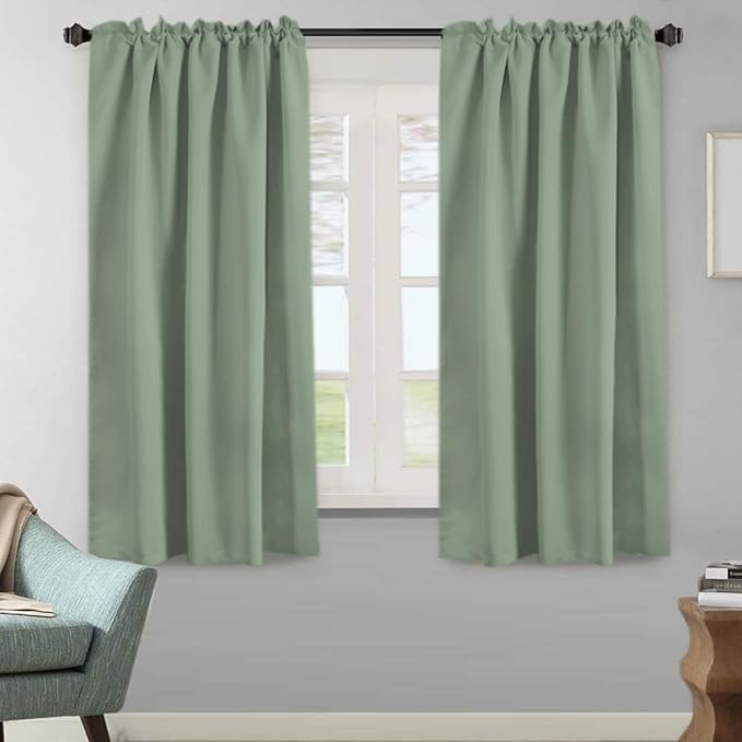 H.VERSAILTEX Blackout Curtains Thermal Insulated Window Treatment Panels Room Darkening Blackout Drapes for Living Room Back Tab/Rod Pocket Bedroom Draperies (2 Panels, Cyan, 52 x 63 Inch) - Image 2