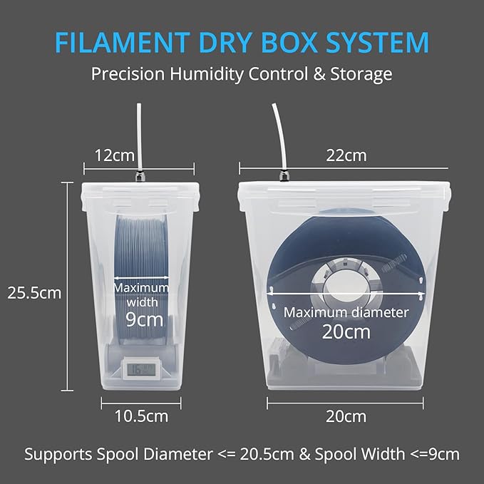 3D Printing Filament Storage Box, Dryer Box Continuous Filament Sealing and Protection While Printing, 5.8L Capacity Compatible with 1kg PLA PETG ABS TPU (Gray Without Desiccant) - Image 6