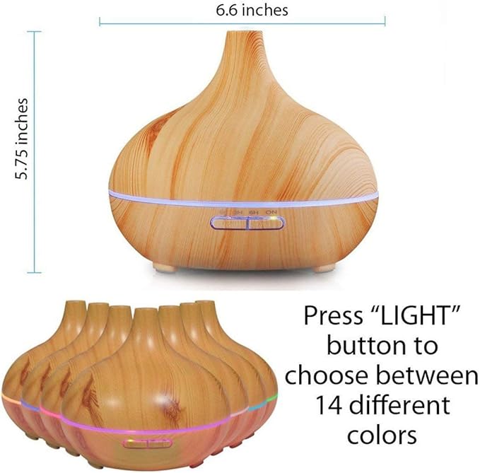Aroma Essential Oil Diffuser, JoySusie 500ml Wood Grain Ultrasonic Cool Mist Whisper-Quiet Humidifier with Color LED Lights Changing & 4 Timer Settings, with Remote Control (Brown) - Image 2