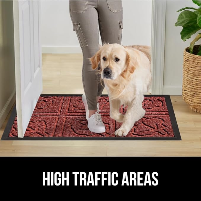 GORILLA GRIP 100% Waterproof All-Season WeatherMax Doormat, US Designed Natural Rubber, Stain and Fade Resistant, Low Profile Indoor Outdoor Door Mats, Easy Clean Patio Mat, 17x29, Burgundy Leaves - Image 6