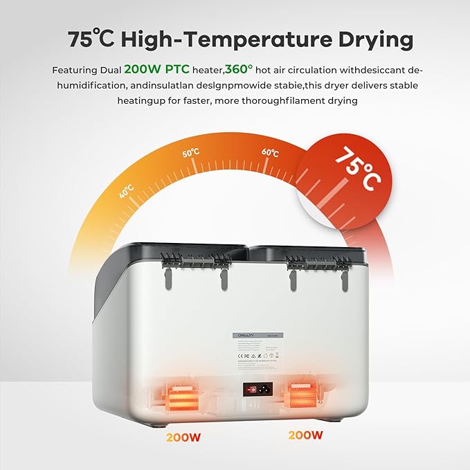 Creality Space Pi X4L Filament Dryer, 4 Spools 3D Printer Filament Dehydrator with Dual Independent Heating Chambers, 75°C High Temp & Smart Drying Box, Moisture-Proof Storage for PLA,PETG,TPU,ABS,etc - Image 3