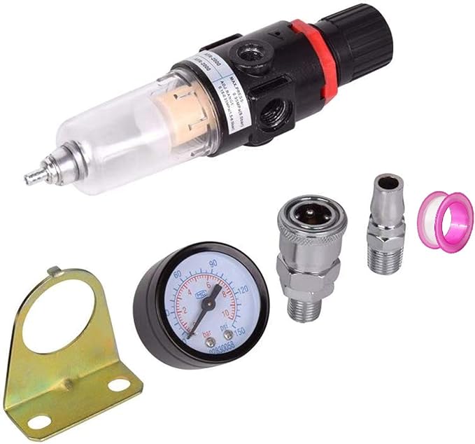 1/4" BSP Air Compressor Moisture Filter Trap Oil Water Separator Regulator Lubricator - Image 4