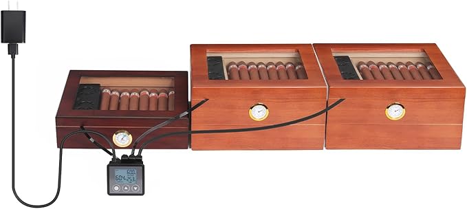 Electric Cigar Humidifier for Cigar Humidor Box - Dual-Fan Sensor-Controlled + LCD Humidity & Temperature Display, Multi-Device Connection Supported, for 40-180 Cigars 1V3 - Image 2