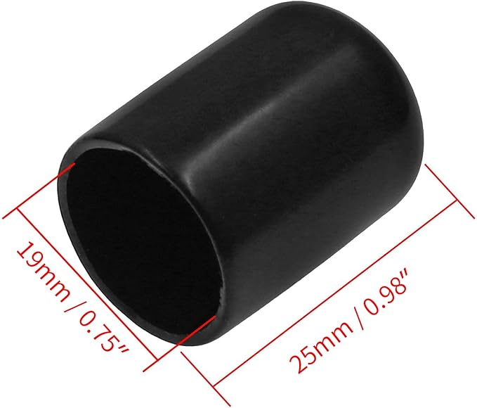 12Pcs Round Rubber End Caps 3/4" (19mm) ID Vinyl Flexible Bolt Chair Foot Covers Screw Thread Chair Leg Protectors for Round Tubing Bolt Desk Chair Leg (Black) - Image 2