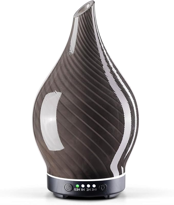 Porseme 150ml Essential Oil Diffuser Glass Color Changing Aroma Air Diffusers Aromatherapy Ultrasonic Cool Mist Humidifier 6 Running Hours Waterless Auto-Off for Sleeping Yoga Office Spa (Pure Grey) by Porseme