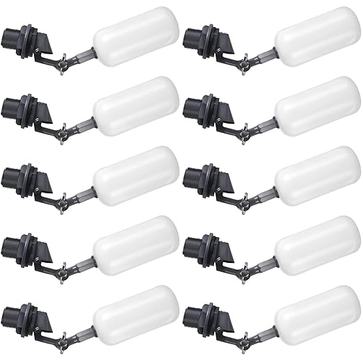 meekoo Float Ball Valve, 1.57 Inch Male Automatic Fill Feed Humidifier Tank Water with Adjustable Arm for Ponds, Livestock Water Trough, Aquariums, Aquaculture, Hydroponics and Reservoir(10 Pack) by meekoo