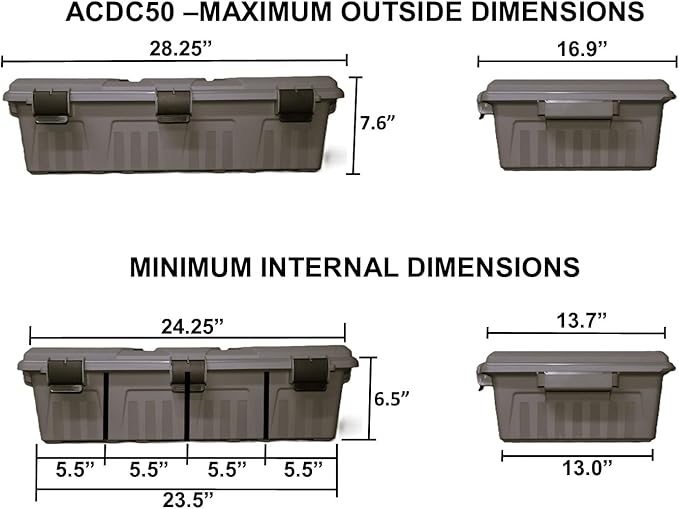 MTM ACDC50, Divided Ammo Crate Utility Box, Water Resistant, Ammo Storage Box, Lockable Storage Keeping Ammo Safe, Survival or Hunting gear, Made in USA, Dark Earth - Image 4