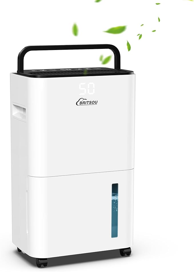 BRITSOU 34 Pint Dehumidifier, Smart Dehumidifiers for Home, Basement and Bedroom with 6.56 Ft Drain Hose - Intelligent Humidity Control - Quiet Operation - 3 Modes by BritsouHomeDehumidifier
