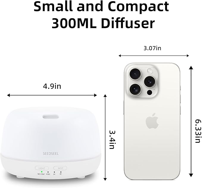 300ML Essential Oil Diffuser with Remote Control, Aromatherapy Diffuser with 7-Color Changing LED Light for Small Rooms, Office, and Home - Image 2