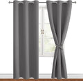 Hiasan Blackout Curtains for Bedroom, 38 x 84 Inches Long - Thermal Insulated & Light Blocking Window Curtains for Living Room, 2 Drape Panels Sewn with Tiebacks, Light Grey by Hiasan