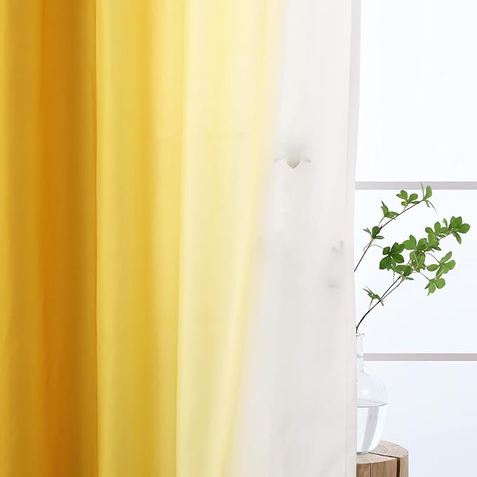 L.Z.E Gold and White Ombre Privacy Curtains 96 Inches Long 2 Panels Set Gold Light Filtering Non-See-Through Curtains & Drapes for Living Room Bedroom Nursery Grommet Top (55" W x 96" L) - Image 3