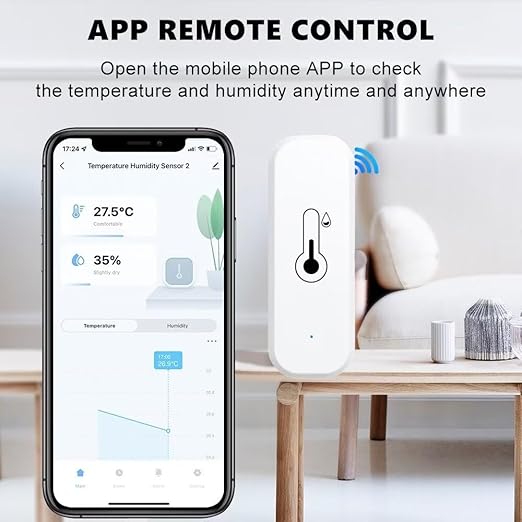 WiFi & Bluetooth Temperature and Humidity Sensor,No Hub Required,Compatible with Alexa and Google Home,for Home, Baby Rooms,Greenhouses Accessories, Garages, Office 2Pack(No Include Battery) - Image 3