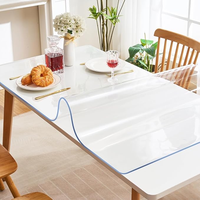 19x60" Clear Vinyl PVC Office Writing Desk Protector Mat Table Protector Cover Mat Office Plastic Desk Protector Chair Mat Thicken Crystal Kitchen Table Pad Tablecloth for Coffee Table Floor Topper - Image 5