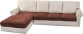 H.VERSAILTEX Velvet Stretch Sectional Couch Covers 4 Pieces Sofa Seat Cushion Covers L Shape Separate Couch Cover for Both Left/Right Sectional Couch (Large Sofa 3 Seater + 1 Chaise, Burnt Brick) by HVERSAILTEX