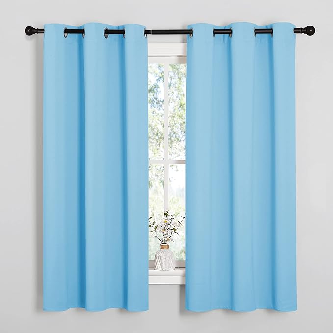 NICETOWN Light Blue Curtains for Nursery, Thermal Insulated Grommet Room Darkning Curtain Panels for Bedroom/Living Room, Privacy Drapes for Classroom(1 Pair, W42 x L63 inches, Blue) by NICETOWN