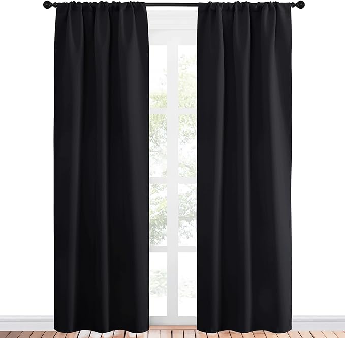 NICETOWN Black Out Curtain Panels for Kitchen - Energy Smart Decoration Thermal Insulating Blackout Drapes/Draperies for Small Window (2 Panels, 34 in x 84 in (W x L)) - Image 2
