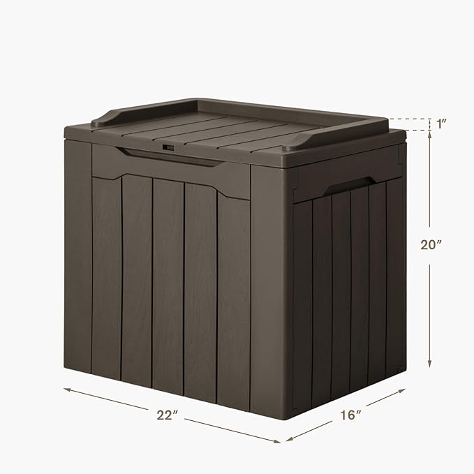JUMMICO 31 Gallon Resin Deck Box Waterproof Indoor Outdoor Storage Boxes for Patio Furniture Cushions and Garden Tools (Brown) - Image 7