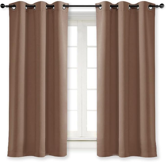 NICETOWN Small Window Blackout Curtain Panel Window Treatment Thermal Insulated Solid Grommet Blackout Drape for Cafe Store (1 Panel, 42 by 63 inch, Cappuccino) by NICETOWN