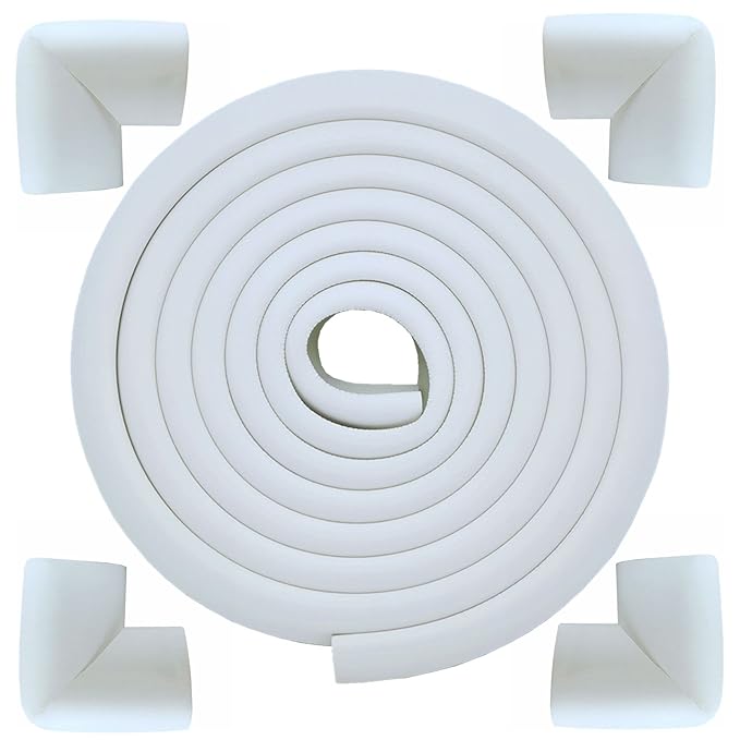 M2cbridge L Shape Extra Thick Furniture Table Edge Protectors Foam (Off White(13.1ft Edge + 4 Corners)) by M2cbridge
