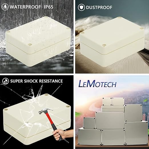 LeMotech Waterproof Dustproof IP65 ABS Plastic Junction Box Universal Electric Project Enclosure Pale Gray 3.3 x 2.3 x 1.3 inch (83 x 58 x 33 mm) - Image 7