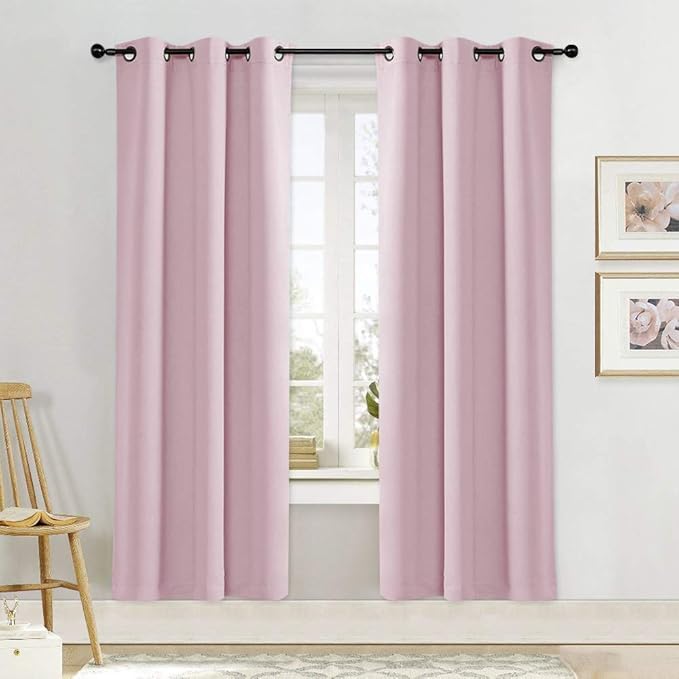 NICETOWN Room Darkening Curtain for Girl's Room Nursery Essential Thermal Insulated Solid Grommet Top Window Treatment Drape (Lavender Pink=Baby Pink, Sold Individually, 42 x 72 inch) by NICETOWN