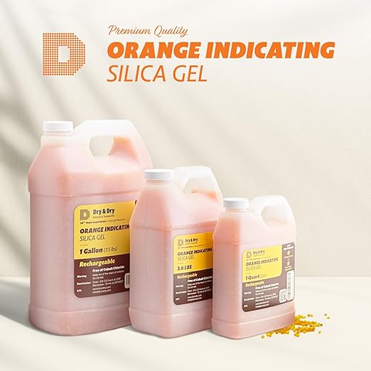 "Dry & Dry" [1 Quart] Premium Orange Indicating Silica Gel Desiccant Beads(Industry Standard 3-5 mm) - Rechargeable Silica Gel Beads(2 LBS) - Image 2