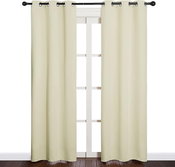 NICETOWN Blackout Curtains for Bedroom, Thermal Insulated Curtains & Drapes with Grommet Top for Living Room, Privacy Window Treatment Draperies (Beige, 34 W by 84 L, Set of 2) - Image 2