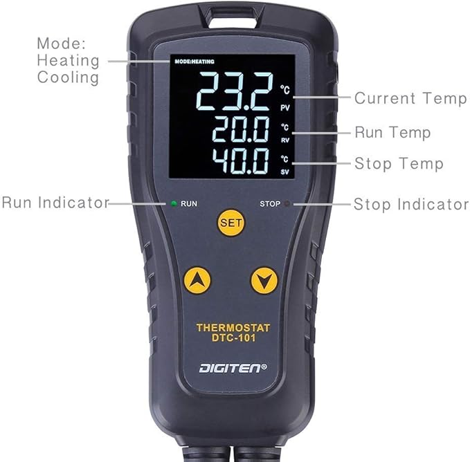 Digital Temperature Controller Simple Stage Thermostat Outlet Heating & Cooling Mode for Chest Freezer Refrigerator Homebrew Fermenter Greenhouse 110V 10A 1100W - Image 3